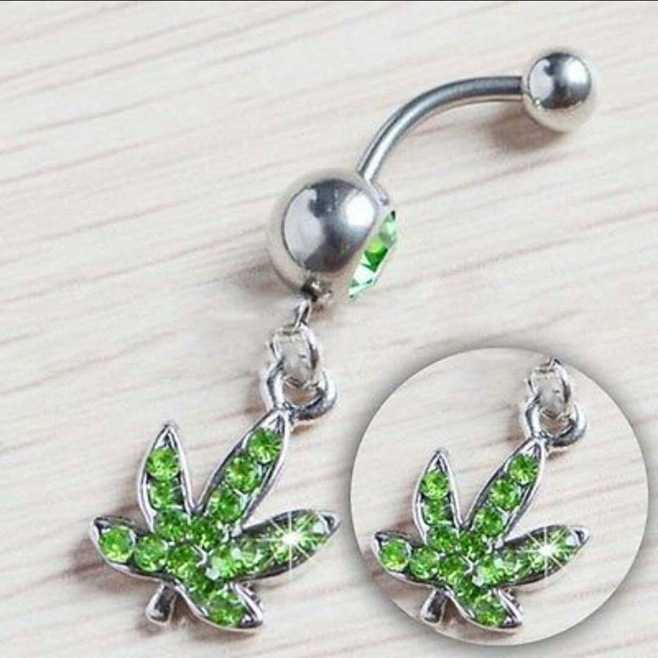 weed Barbell Bar Belly Navel Ring Body Piercing