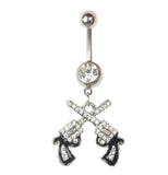 2 gun Barbell Bar Belly Navel Ring Body Piercing