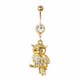 gold owl Barbell Bar Belly Navel Ring Body Piercing