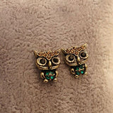 Owl Cute Jewelry Lady Fashion Style Rhinestone Vintage Ear Stud Earrings