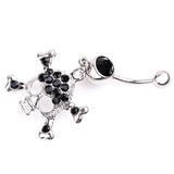 Rhinestone Skull Dangle Ball Barbell Bar Belly Button Navel Ring Body Piercing