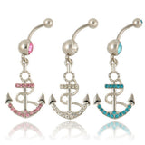 1PC Rhinestone Anchor Dangle Barbell Body Piercing