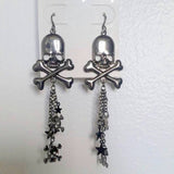 1Pair Fashion head skull Long Tassel Earrings Women