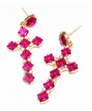 New Design Fashion Sweet Crystal Rhinestone Cross Shape Dangle Earring