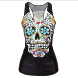 floral skull Tank Tops T-Shirt