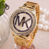 MK Stainless Steel Band Crystal Wrist Watches Quartz Watch Bracelet