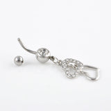 1pc heartCrystal Button Dangle Barbell Bar Belly