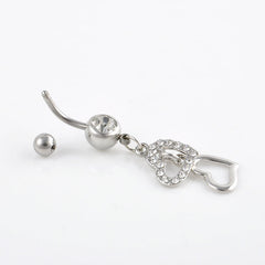 1pc heartCrystal Button Dangle Barbell Bar Belly