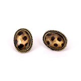 Vintage Women Rhinestone Oval Stud Earring