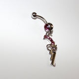 pink gun Barbell Bar Belly Navel Ring Body Piercing