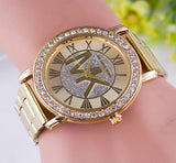 2016 Men Women Stainless Steel Band Crystal Wrist Watches Quartz Watch Bracelet